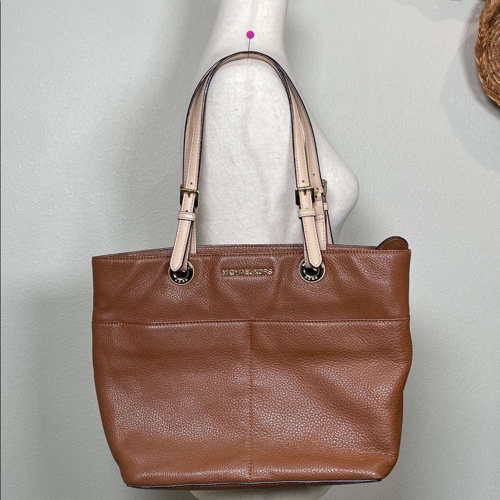 Michael Kors Bedford Acorn Top Zip Pocket Handbag Tote Purse 30H4GBFT6L Brown TN